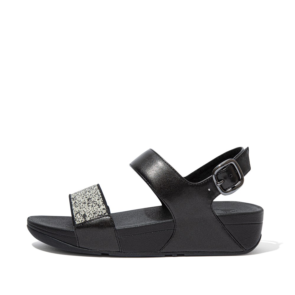 Fitflop Womens Sandals Black - Lulu Shimmer Back-strap - 86GCMNOXF